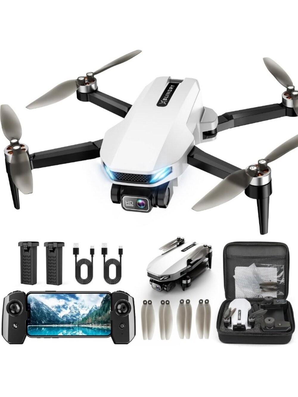 4K Camera Drone for Adults, GPS, Auto Return, Follow Me, Foldable Quadcopter FPV